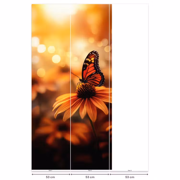 Behang - Vlinder - Bloemen - Oranje — 6