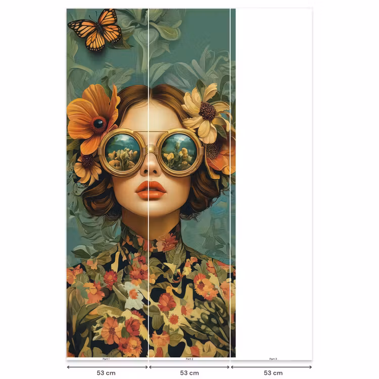 Behang - Vrouw - Bloemen - Vlinders - Natuur - Vintage — 6