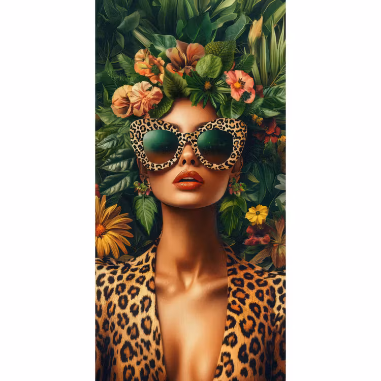 Behang - Vrouw - Panterprint - Jungle - Natuur - Luxe — 2