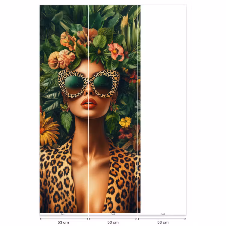 Behang - Vrouw - Panterprint - Jungle - Natuur - Luxe — 6