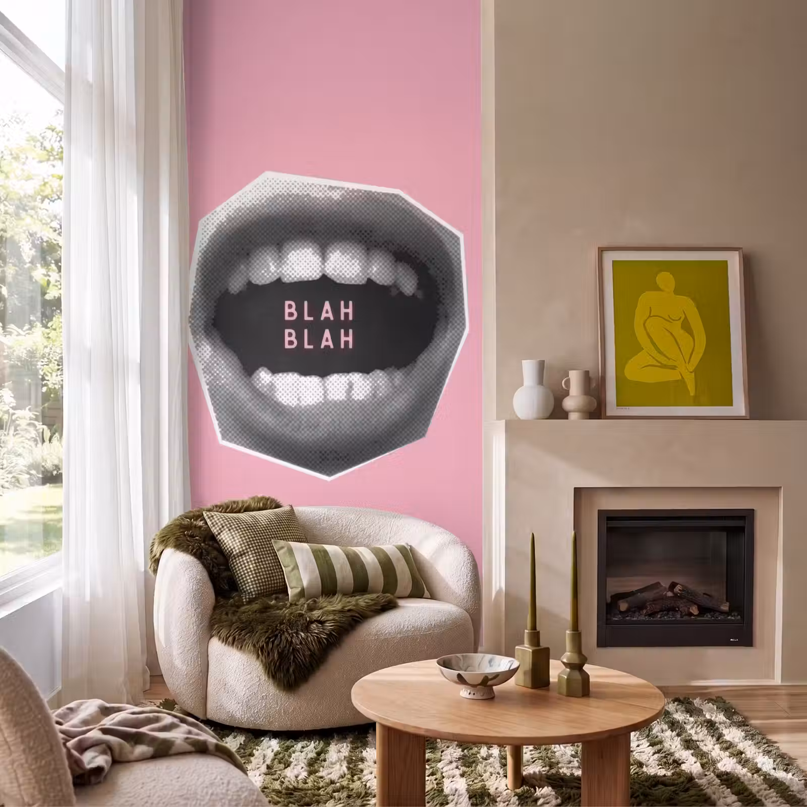 Behang - Mond - BLAH BLAH - Roze — 1