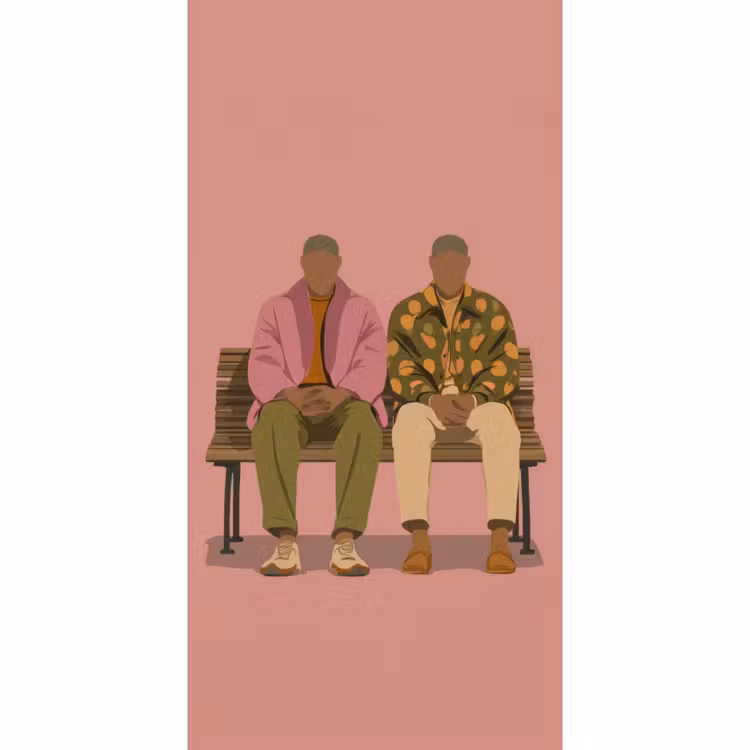 Behang - Illustratie - Bankje - Personen - Minimalistisch — 2