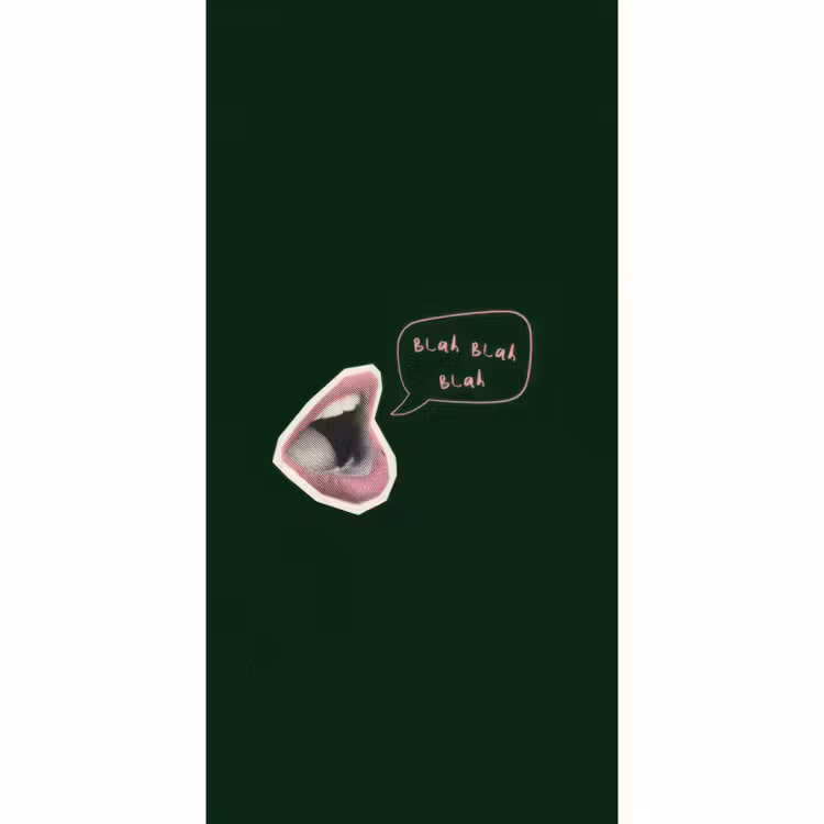 Behang - Illustratie - Mond - Donkergroen - Tekstwolkje — 2