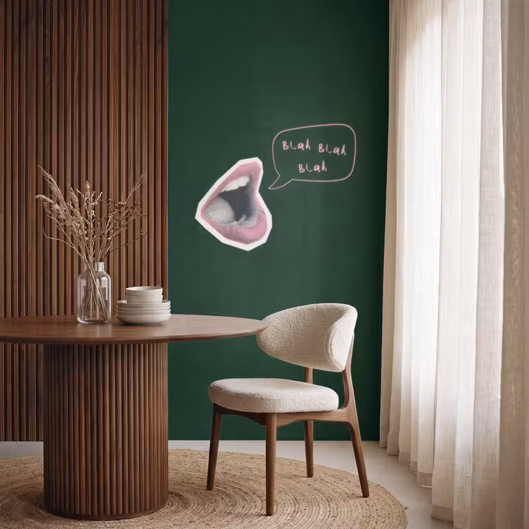 Behang - Illustratie - Mond - Donkergroen - Tekstwolkje — 4