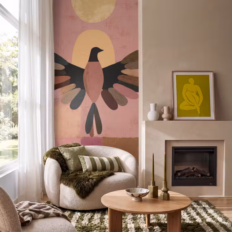 Behang - Illustratie - Vogel - Vlakken - Kleurrijk — 1