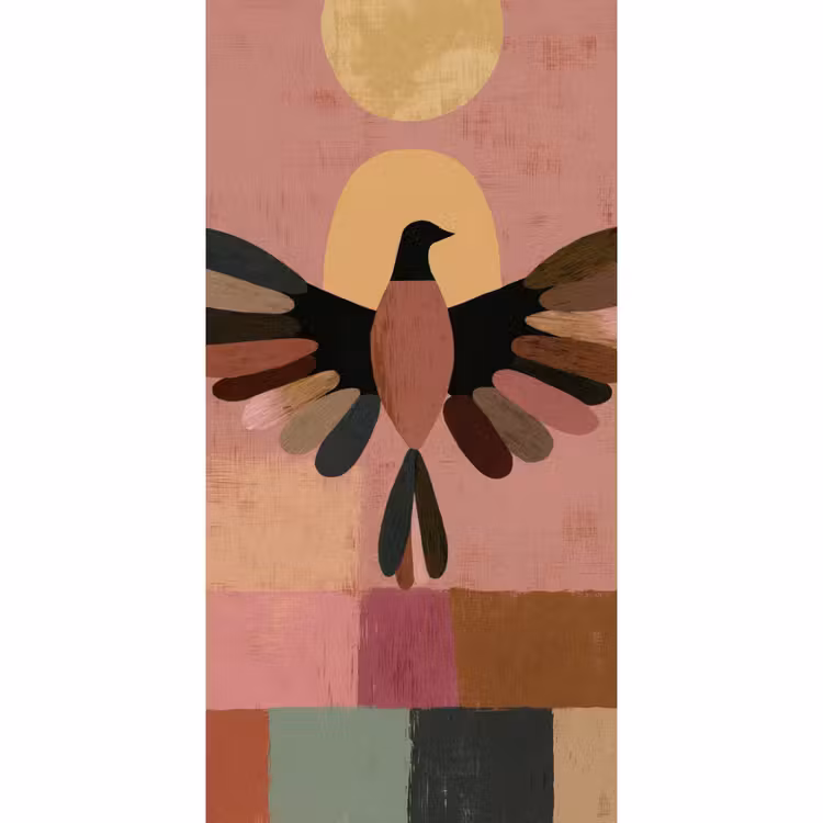 Behang - Illustratie - Vogel - Vlakken - Kleurrijk — 2
