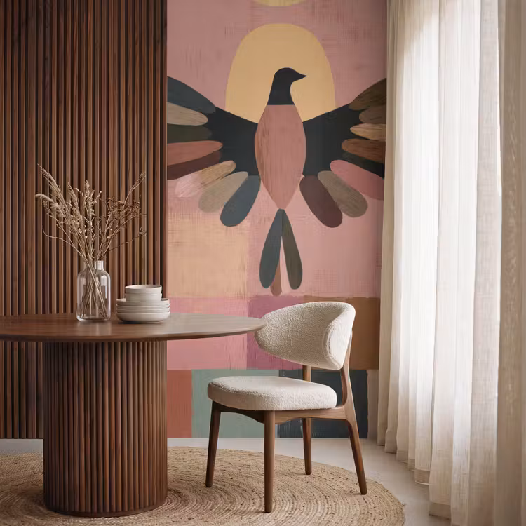 Behang - Illustratie - Vogel - Vlakken - Kleurrijk — 4