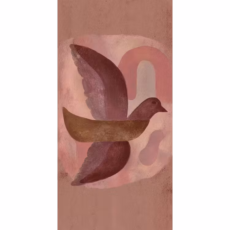 Behang - Illustratie - Vogels - Abstract - Roze — 2