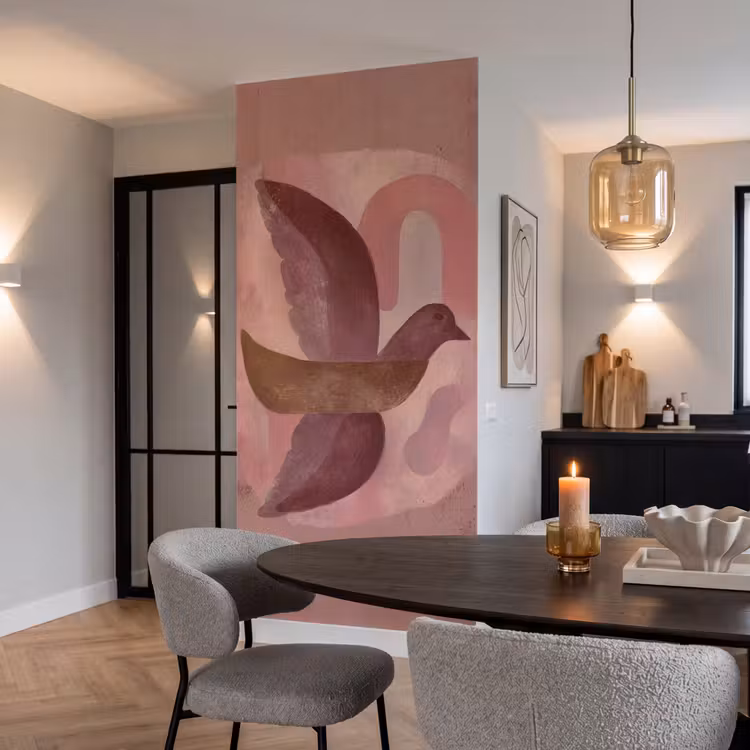 Behang - Illustratie - Vogels - Abstract - Roze — 5