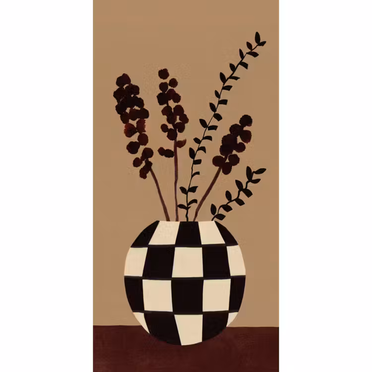 Behang - Minimalistisch - Vaas - Bloemen - Bruin — 2