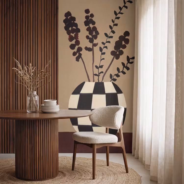 Behang - Minimalistisch - Vaas - Bloemen - Bruin — 4