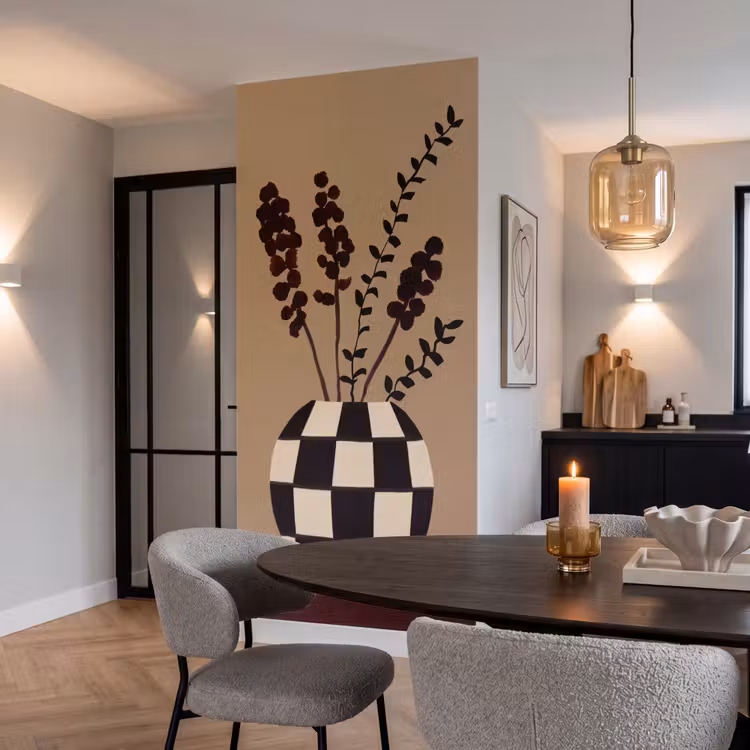 Behang - Minimalistisch - Vaas - Bloemen - Bruin — 5