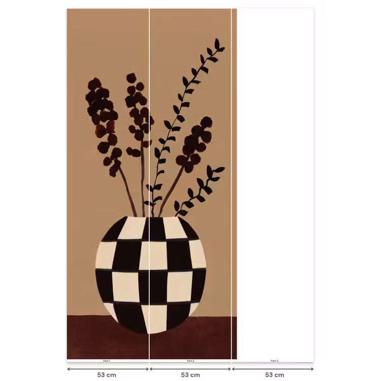 Behang - Minimalistisch - Vaas - Bloemen - Bruin — 6
