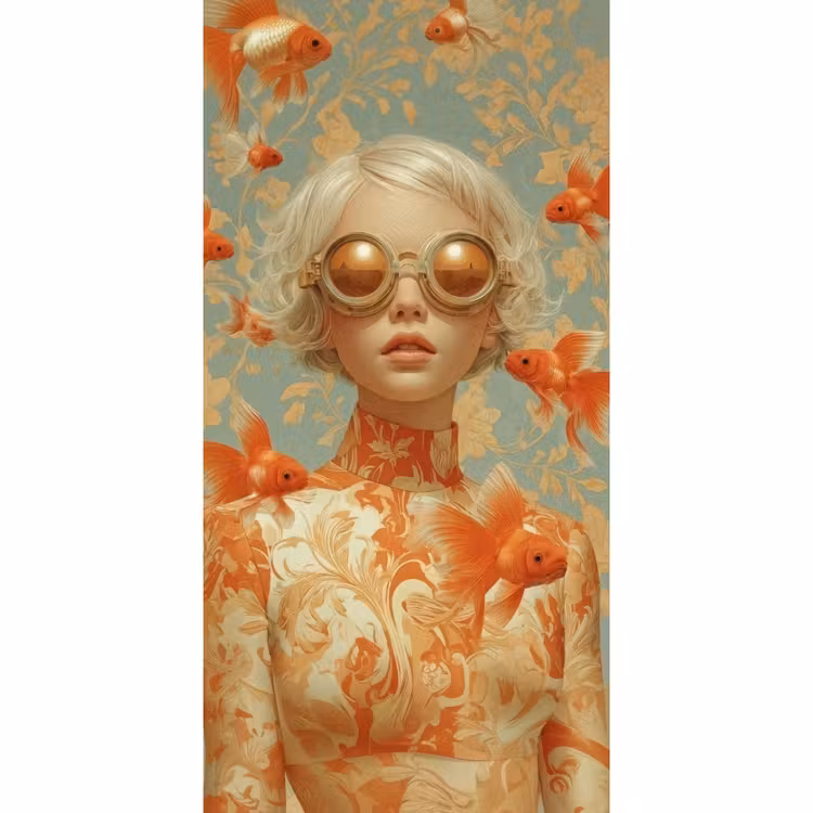 Behang - Goudvissen - Oranje - Vrouw - Blond — 2