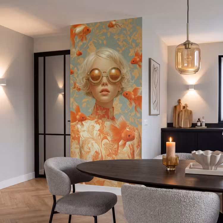 Behang - Goudvissen - Oranje - Vrouw - Blond — 5