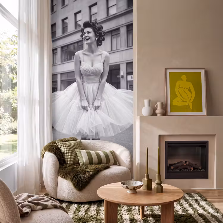 Behang - Retro - Vrouw - Zwart - Wit — 1