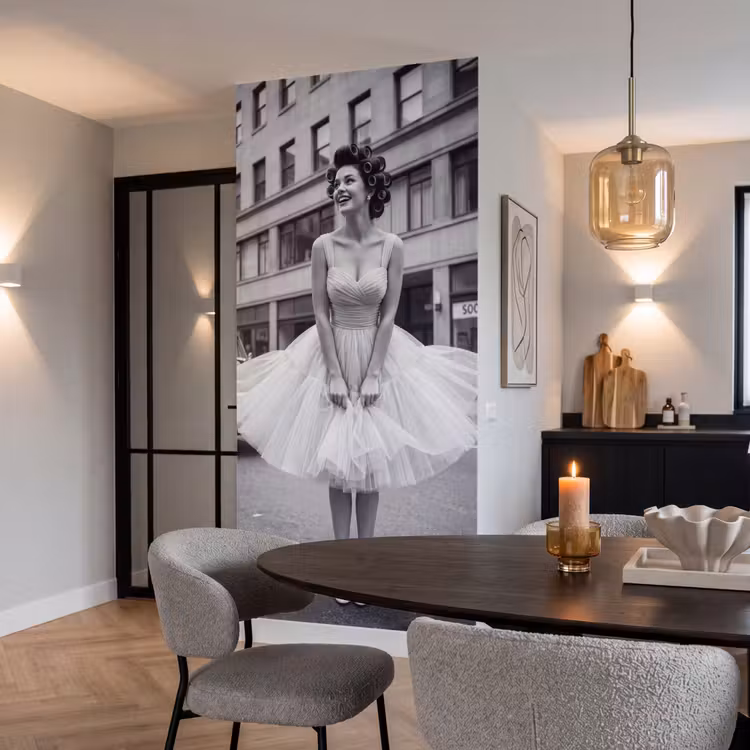 Behang - Retro - Vrouw - Zwart - Wit — 5