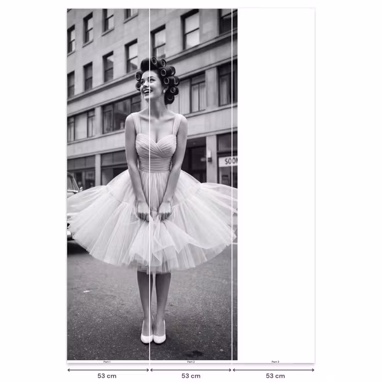 Behang - Retro - Vrouw - Zwart - Wit — 6