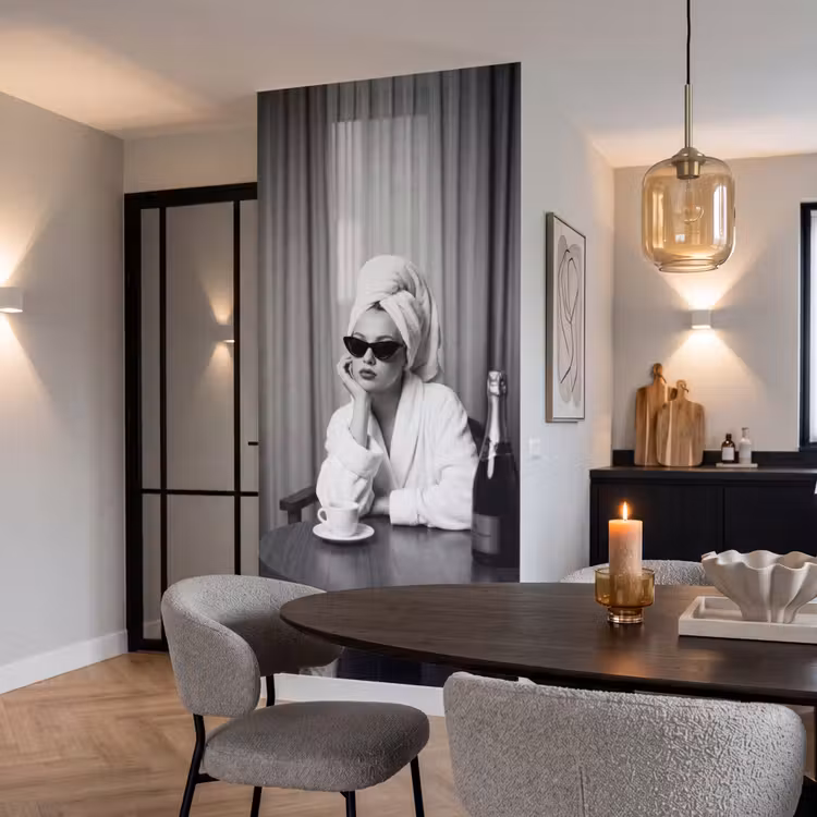 Behang - Vrouw - Bubbels - Zwart - Wit — 5