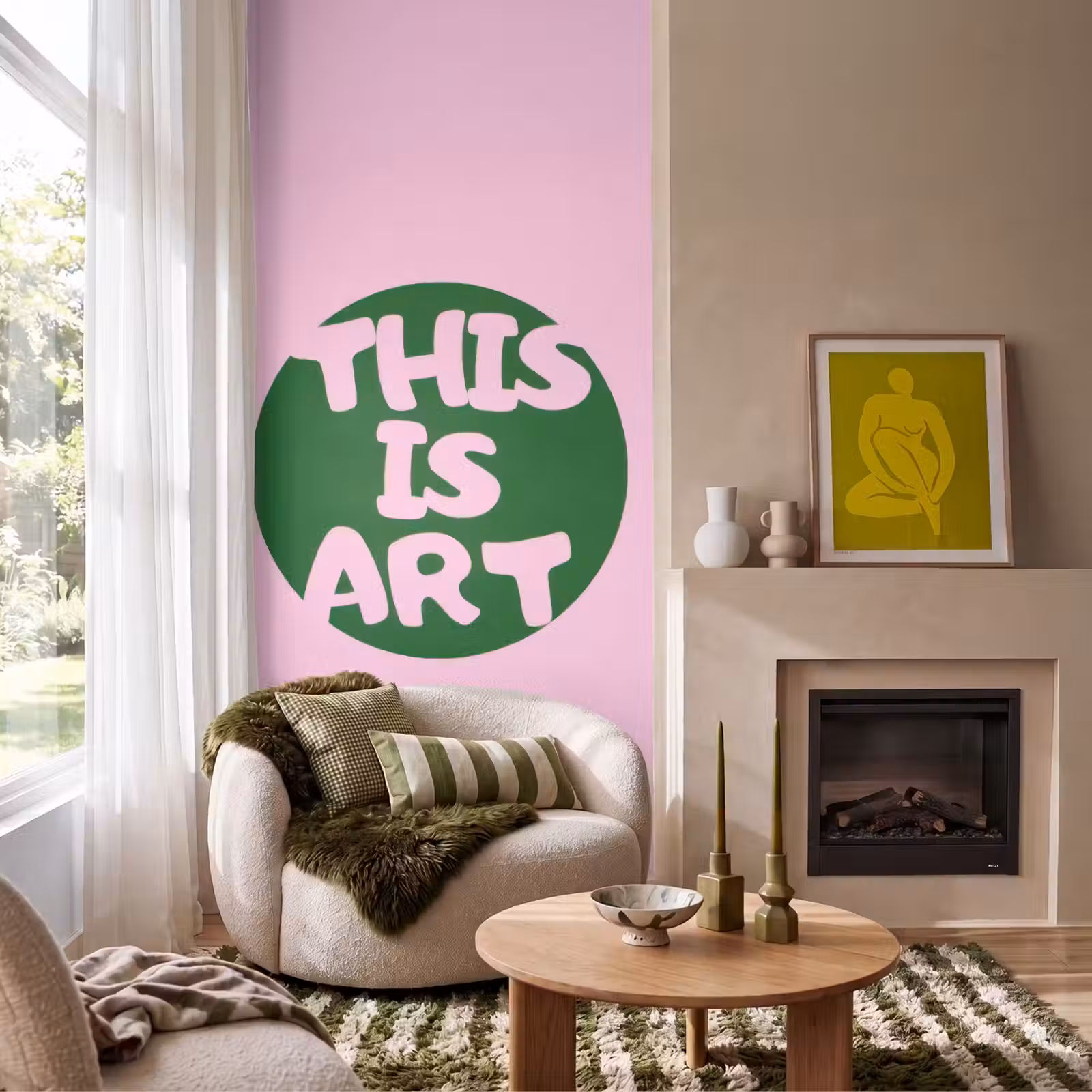 Behang - This is art - Tekst - Cirkel - Groen — 1