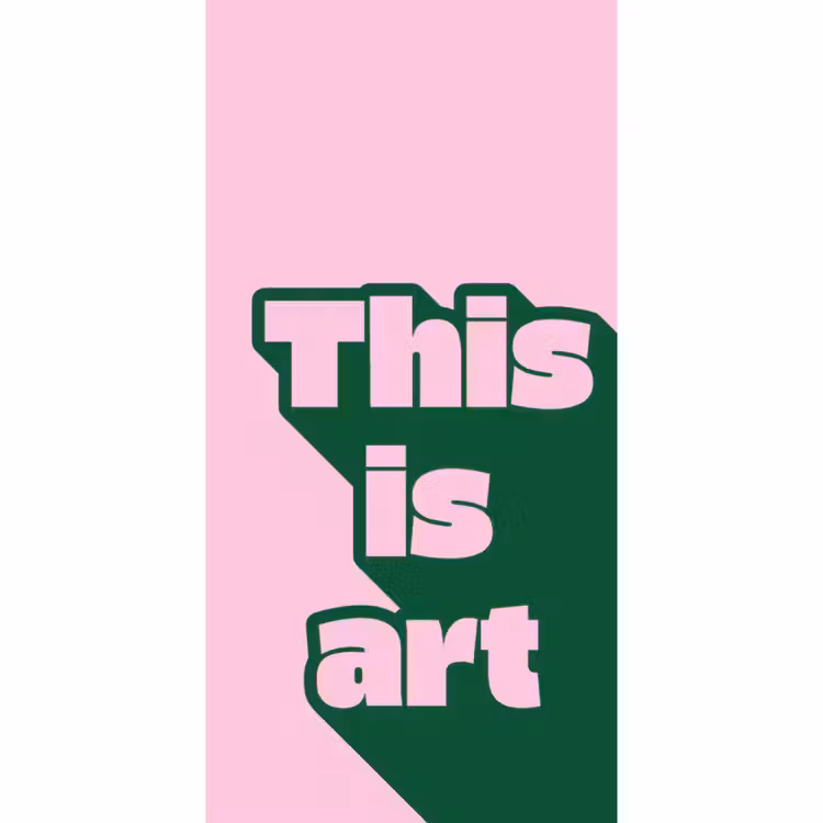 Behang - Groen - Tekst - This is art - Roze — 2