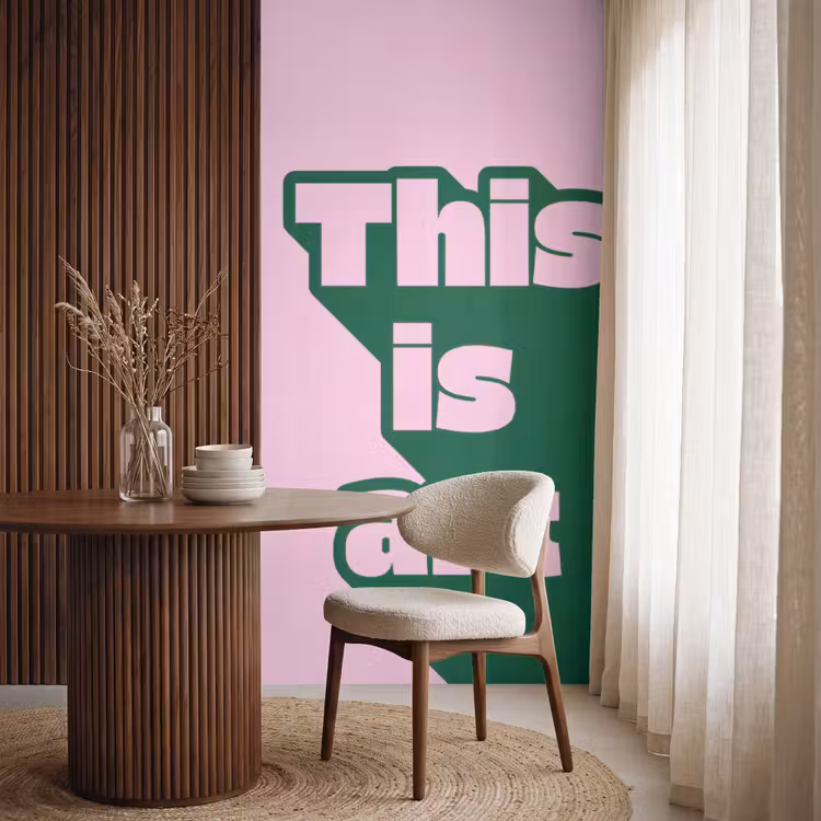 Behang - Groen - Tekst - This is art - Roze — 4