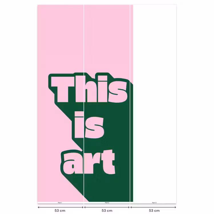 Behang - Groen - Tekst - This is art - Roze — 6