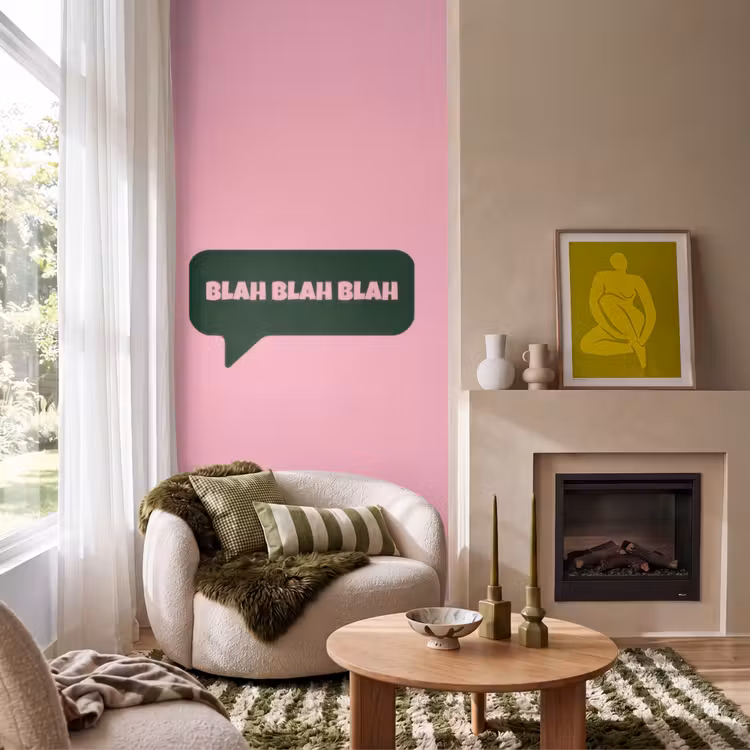 Behang - Roze - Tekstwolk - Groen - BLAH BLAH BLAH — 1