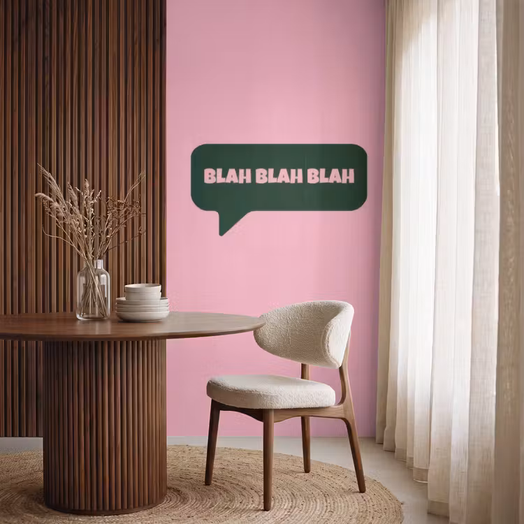 Behang - Roze - Tekstwolk - Groen - BLAH BLAH BLAH — 4