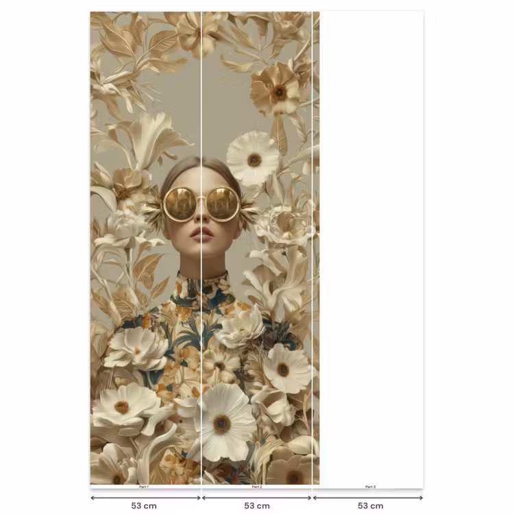 Behang - Vrouw - Bloemen - Zonnebril - Wit — 6