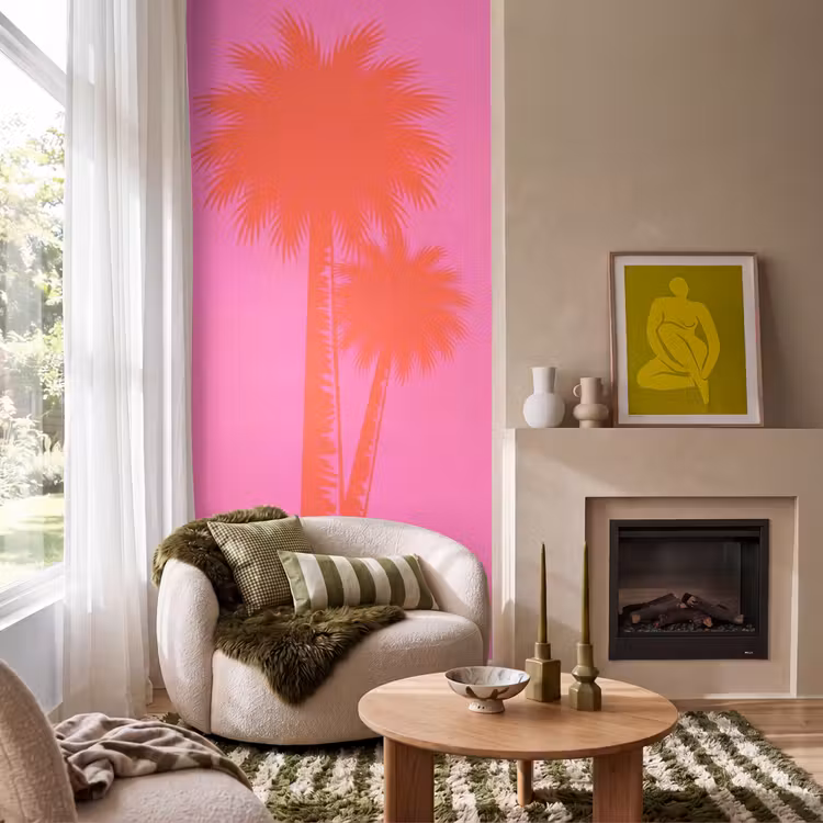 Behang - Palmbomen - Modern - Roze — 1