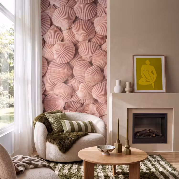 Behang - Schelpen - Patroon - Roze — 1