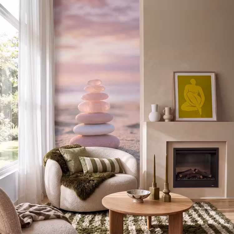 Behang - Stenen - Zand - Roze — 1