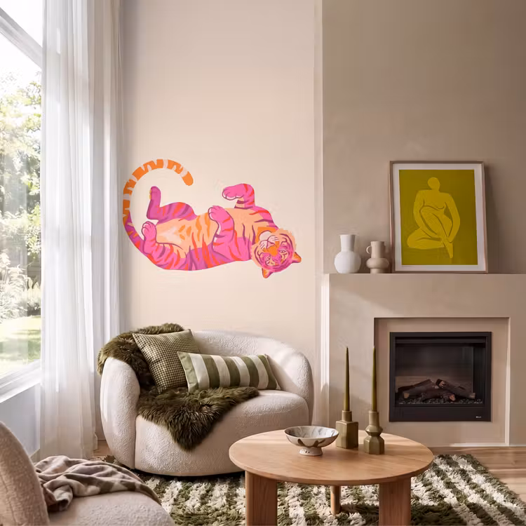 Behang - Tijger - Roze - Oranje — 1
