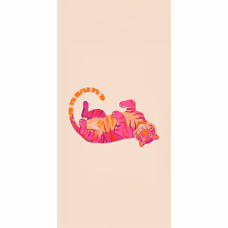 Behang - Tijger - Roze - Oranje — 2