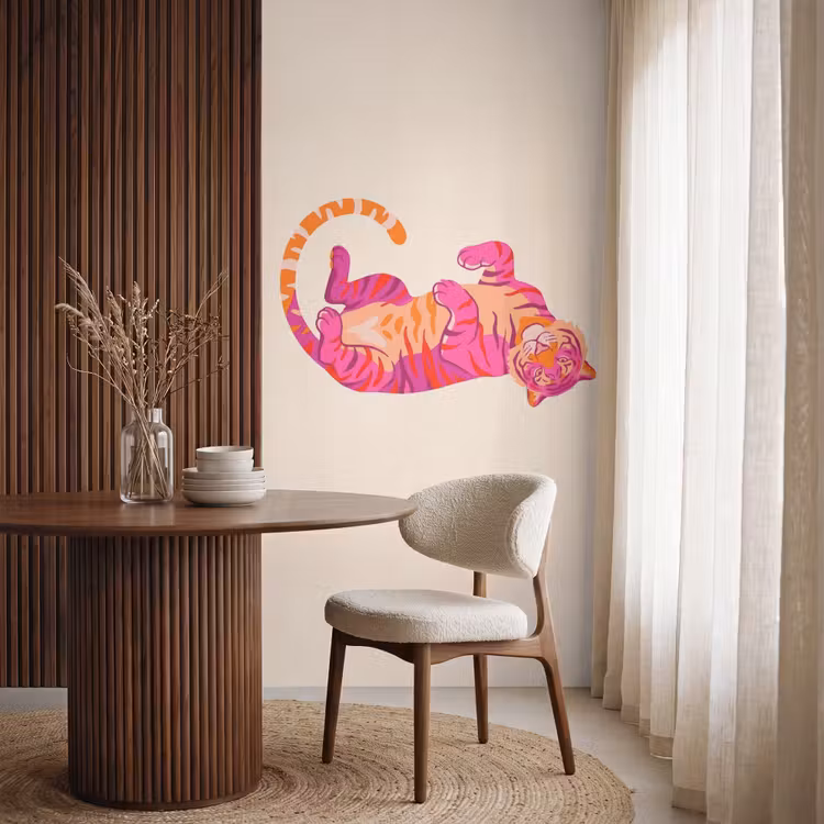 Behang - Tijger - Roze - Oranje — 4