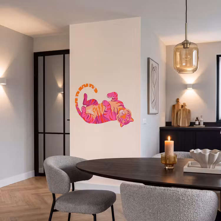 Behang - Tijger - Roze - Oranje — 5