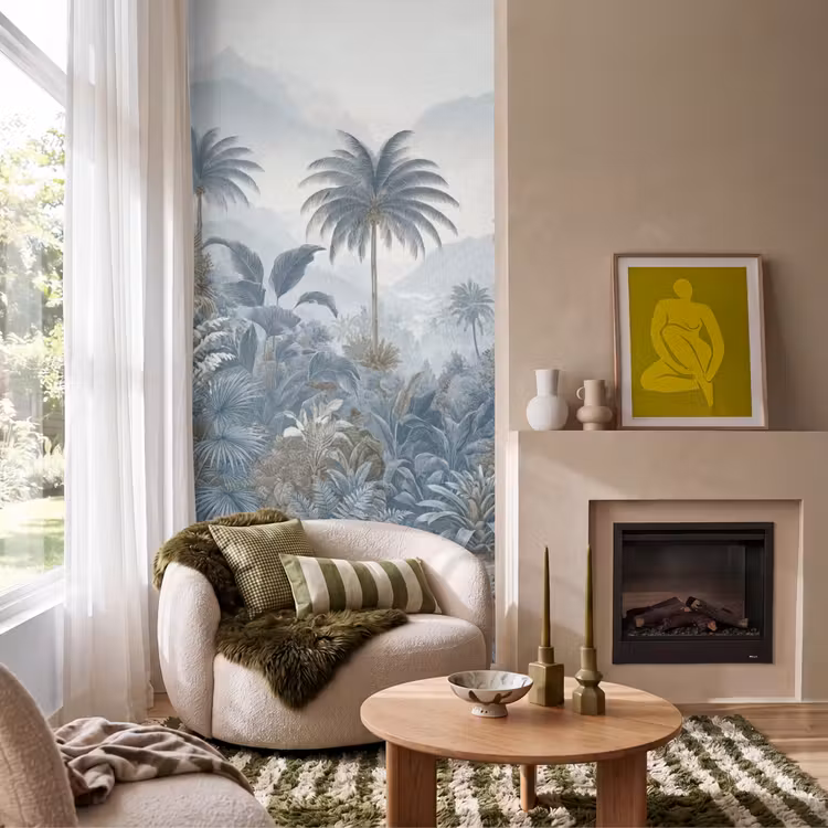 Behang - Jungle - Landschap - Blauw — 1