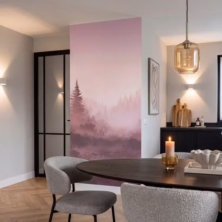 Behang - Landschap - Mistig - Roze — 5