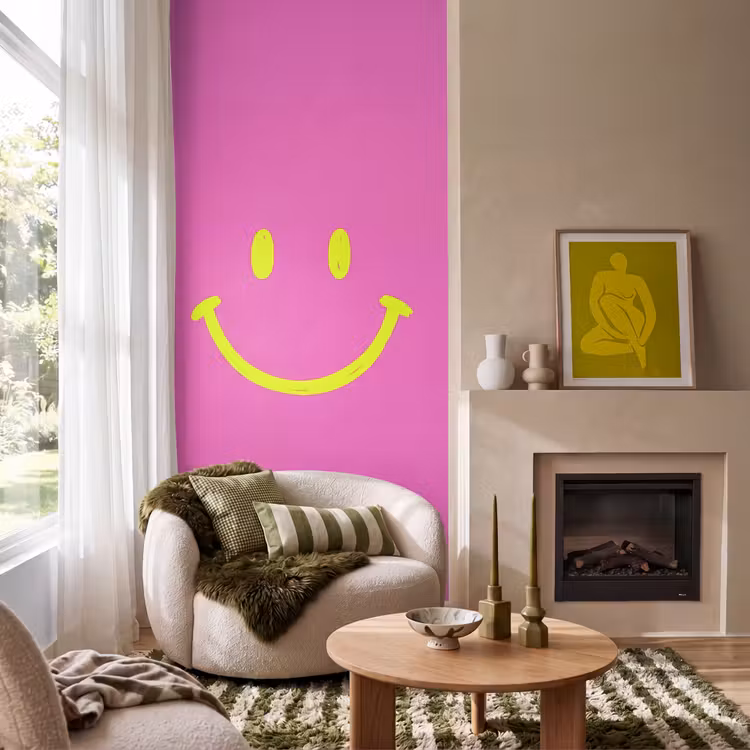Behang - Smiley - Vrolijk - Roze — 1