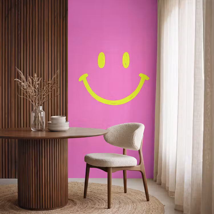 Behang - Smiley - Vrolijk - Roze — 4