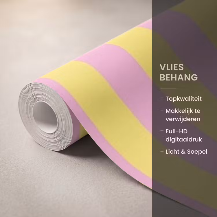 Behang - Tekst - Strepen - Roze — 3