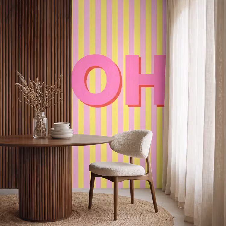 Behang - Tekst - Strepen - Roze — 4