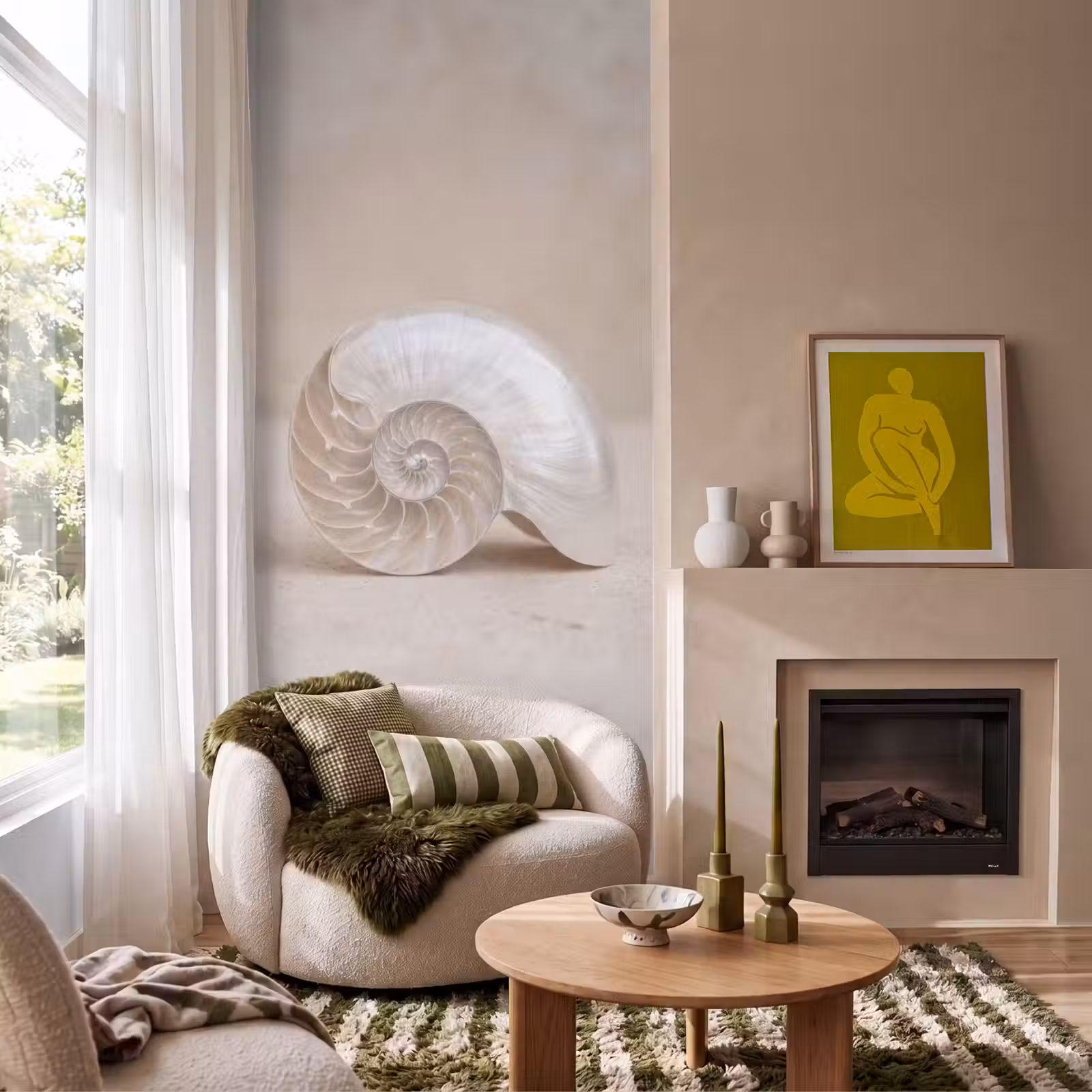 Behang - Schelp - Spiraal - Beige — 1