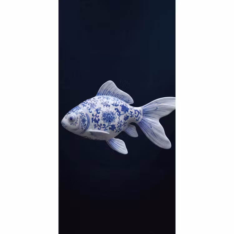 Behang - Porselein - Goudvis - Delfts - Blauw — 2