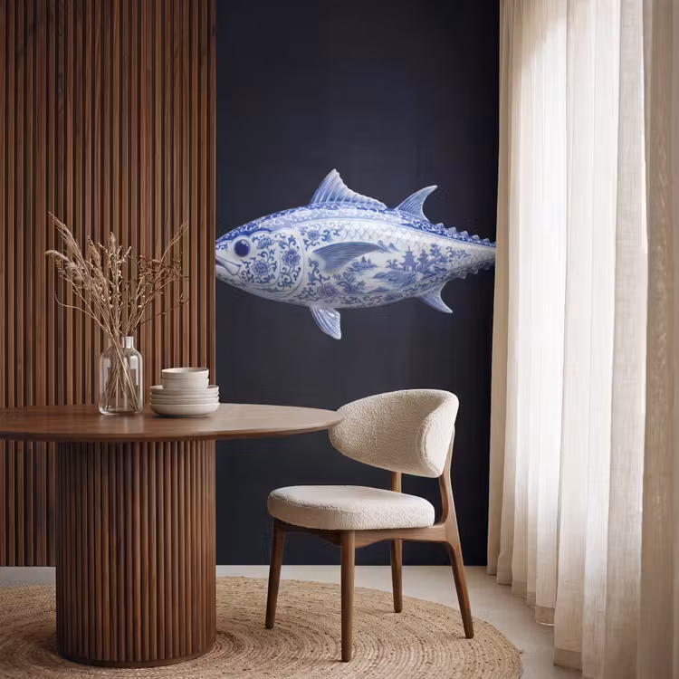 Behang - Porselein - Tonijn - Delfts - Blauw — 4