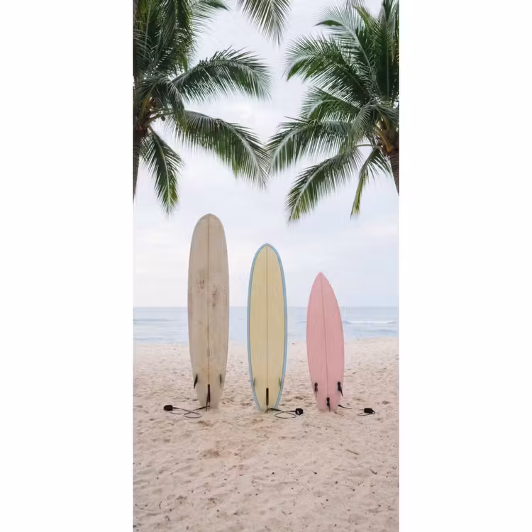 Behang - Surfboard - Palmbomen - Kleurrijk — 2