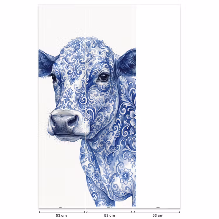 Behang - Illustratie - Koe - Blauw — 6