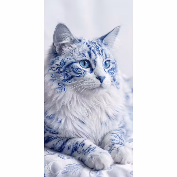 Behang - Kat - Patroon - Blauw — 2