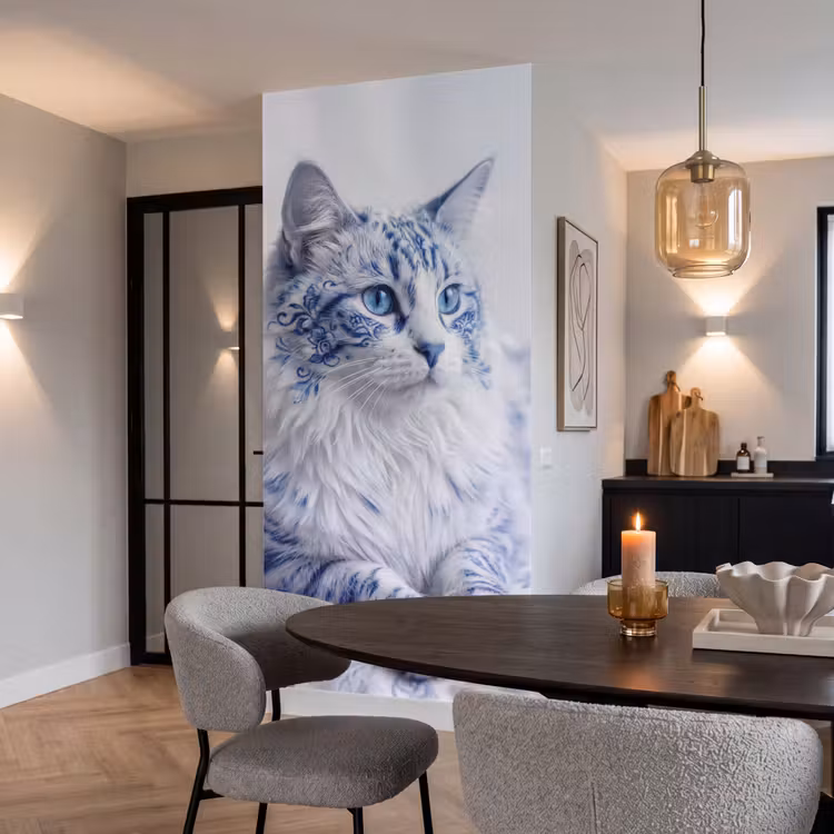 Behang - Kat - Patroon - Blauw — 5